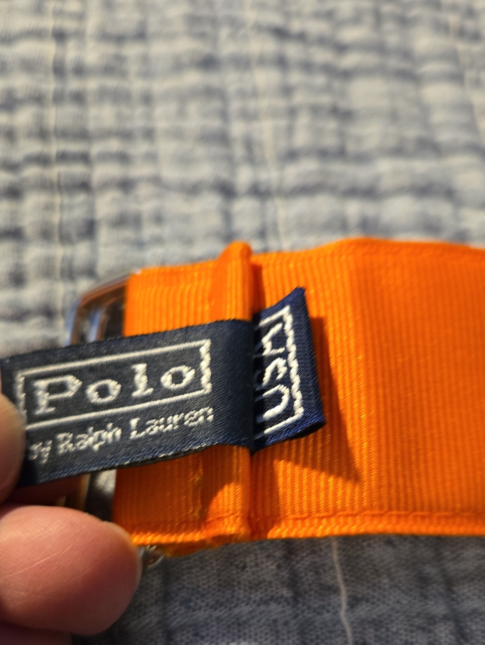 Polo Ralph Lauren Orange Grosgrain Belt with Embroidered Logo - Picture 3 of 4